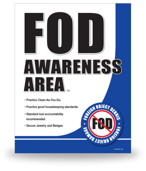 FOD Sign 11x14 Awareness Area New