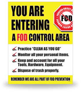 FOD Sign 11x14 Entering Control Area