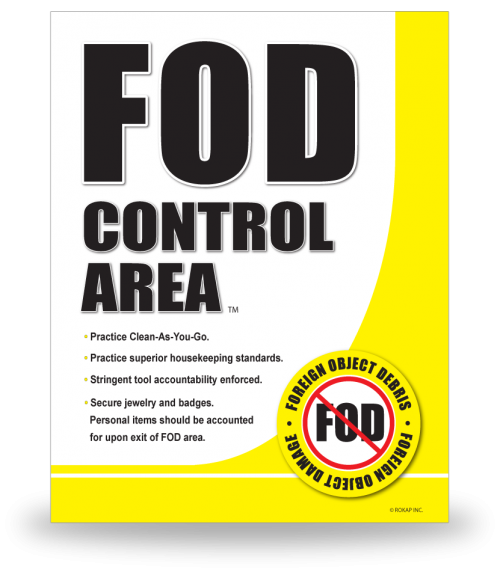 FOD Sign 11x14 Control Area New